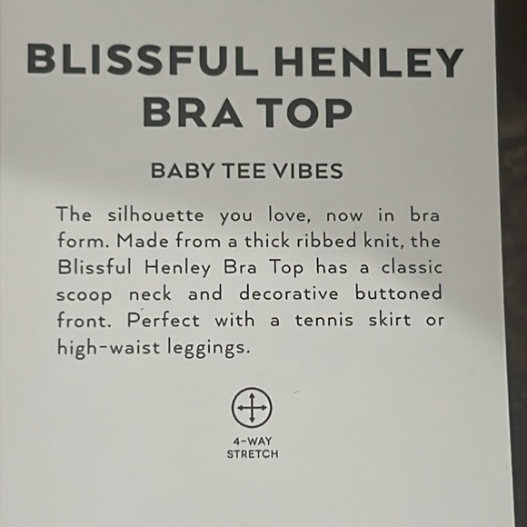 ALO BLISSFUL HENLEY BRA TOP NWT SIZE MEDIUM WHITE COLOR - Picture 6 of 6